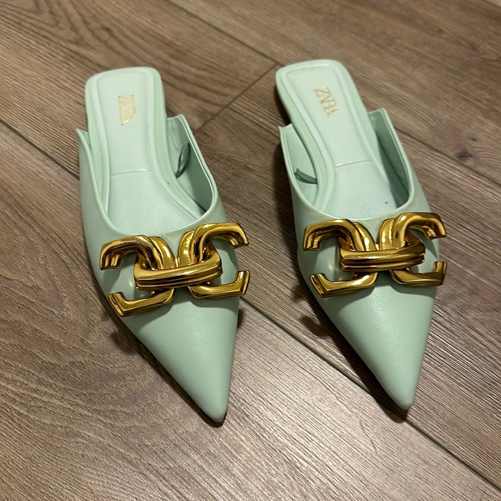 Teal With Gold, Mules